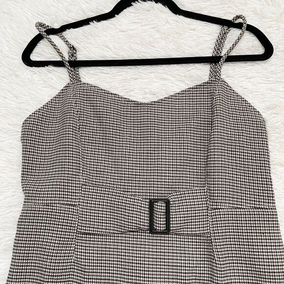 Women Free People My Girl Houndstooth Mini Dress in Medium Gray Size 12 - Picture 4 of 9